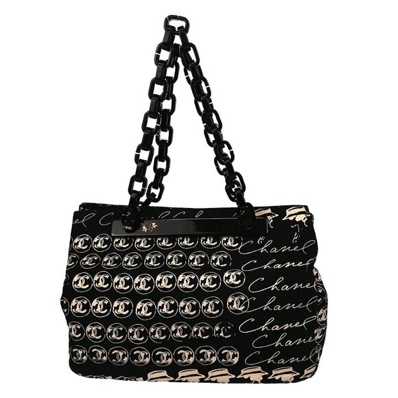 Chanel Black Canvas Chain Shoulder Bag - Picture 3 of 8